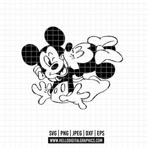 3112 - Mickey y Minnie Mouse: SVG, EPS y PNG de amor. Clipart vectorial de amor Disney. Escapada romántica de los ratones más famosos. SVG.