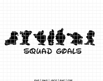 2712 - The seven dwarfs Disney squad SVG, PNG - Snow white and The seven dwarfs silhouettes clipart.Dopey,Grumpy,Happy,Doc,Sneezy,Sleepy dtf