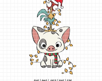 2000 - Hei Hei and Pua pig SVG,PNG,DTF- Disneyy Princess Moana characters clipart vector/ vector -lineart. Moana characters dtf/ png.