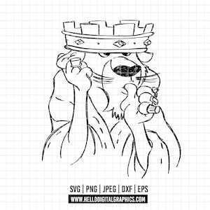 2019 - Prince John SVG, PNG, EPS - Disneyy Robin Hood (1973)-personages schets clipart vector/line art pack. de legende van Robin Hood-svg
