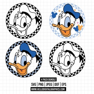 1629 - Checkered Donald pack bundle SVG, EPS, PNG - Disneeyy characters of the Magic Kingdom Clipart Vector. Donad difefferent formats svg