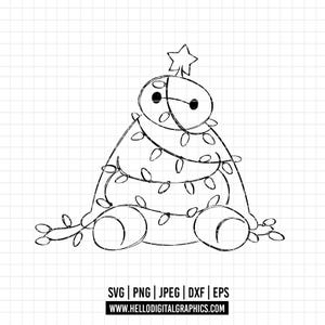 2001 - Baymax SVG, PNG, EPS - Disneyy Big Hero 6 characters sketc clipart vector. Baymax Line art svg. A Christmas adventures with Baymax.
