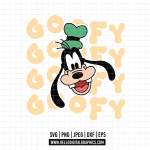 1605 - The world of the Goofy word SVG, EPS, PNG - Classic Disneey of the Magic Kingdom Clipart Vector. Goofy with names in colors svg.