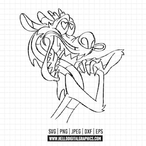 3379 - Mushu the red dragon from Mulan in love SVG, PNG, EPS - Mushu the red dragon clipart vector. Characters Mushu disneyy Line art svg.