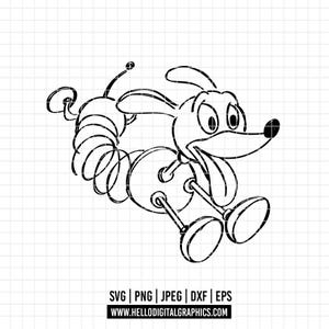 3390 - Slinky SVG, PNG, EPS - Toy Story characters line art/ disney Slinky clipart vector svg. Toy story Disneey. Slinky adventures outline.