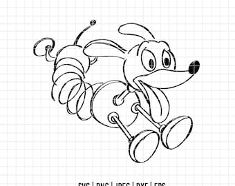 3390 - Slinky SVG, PNG, EPS - Toy Story characters line art/ disney Slinky clipart vector svg. Toy story Disneey. Slinky adventures outline.