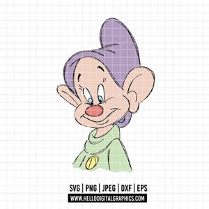 2760 - Dopey to The seven dwarfs SVG, PNG - Snow white and The seven dwarfs clipart. Disneey Dopey, Grumpy, Happy, Doc, Sneezy, Sleepy dtf