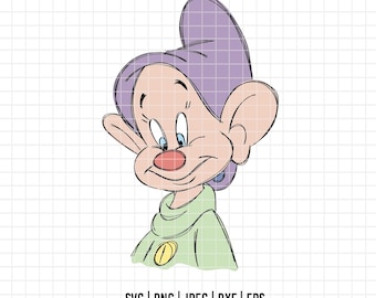 2760 - Mudito de Los Siete Enanitos SVG, PNG - Clipart de Blancanieves y los Siete Enanitos. Disney: Mudito, Gruñón, Feliz, Doc, Estornudo, Dormilón, dtf
