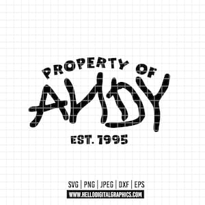 2871 - Propriété d'Andy SVG, PNG, EPS - clipart Disney Toy Story Buzz et Woody. Les amis d'Andy. Dessin au trait Andy's toys forever.