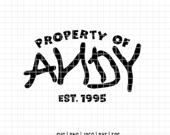 2871 - Property of Andy SVG, PNG, EPS - Toy Story disneey Buzz and Woody's footprints clipart. Andy's friends. Andy's toys forever line art.
