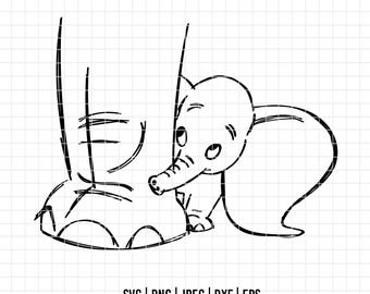 3276 - Dumbo e la signora Jumbo SVG, EPS, PNG - Il cartone animato dell'elefante. Classico elefante Disney. Le avventure di Dumbo.