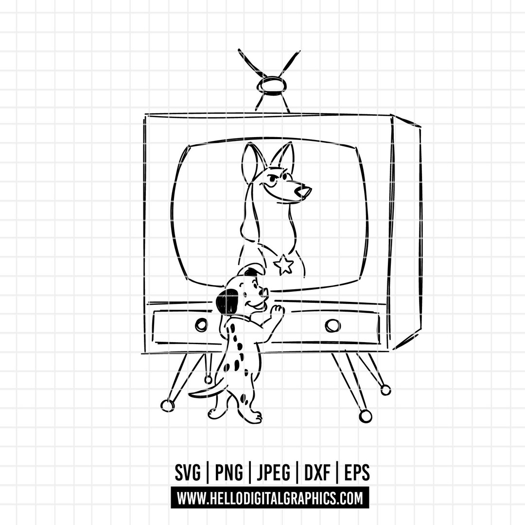 1863 - テレビを見る101匹わんちゃん SVG、EPS、PNG - クラシックな