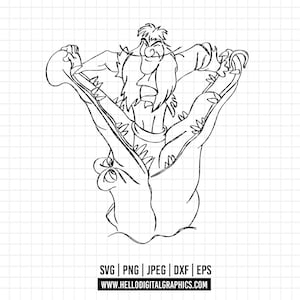 Può includere: Illustrazione in bianco e nero di un personaggio dei cartoni animati in una posa dinamica. Il personaggio ha una lunga barba e indossa abiti strappati. L'immagine include informazioni sul tipo di file e un indirizzo web.