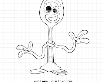 3005 - Forky SVG, PNG, EPS - Toy Story characters line art/ disney Forky clipart vector. Toy story Disneey. Forky adventures. Forky outline.