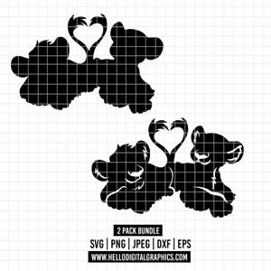 2553 - Simba and Nala&#39;s footprint pack bundle SVG, DTF, PNG - Disneyy The lion king. Disneey, little simba.  Love in the savannah clipart.
