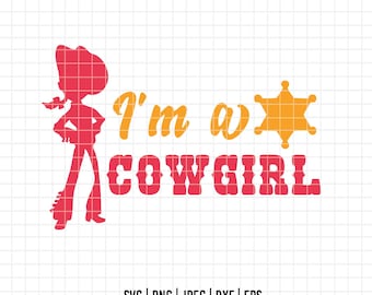 2973 - Jessie, a Vaqueira SVG, PNG, EPS - Desenho de personagens de Toy Story. Vetor clipart da Jessie da Disney. Jessie dtf. Esboço de "Eu sou uma vaqueira".
