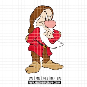 2719 - Grumpy to The seven dwarfs SVG, PNG - Snow white and The seven dwarfs clipart. Disneey Dopey,Grumpy,Happy,Doc,Sneezy,Sleepy dtf