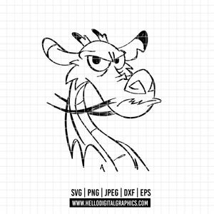 3280 - Mushu the red dragon of Mulan SVG, PNG, EPS - Mushu the red dragon clipart vector svg. Mushu Line art. Mushu of Disneey line art/ dxf