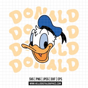 1626 - Das Wort von Donald SVG, EPS, PNG - Disneeyy Charaktere des Magic Kingdom Clipart Vektors. Donald und sein Name in Farbe