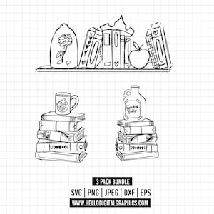 1873 - Magische Disney Icons Paket Bundle SVG, EPS, PNG - Buchliebhaber Umriss Clipart Vektor. Disney Buchliebhaber svg. Disney Elemente svg