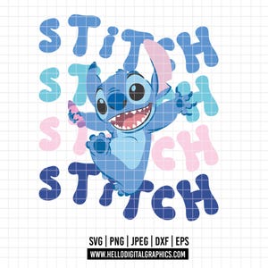 2282 - Disney happy Stitch full colour, SVG, EPS, PNG - Lilo y Stitch Clipart Vector. Steek dtf. de avonturen van Lilo en Stitch dtf