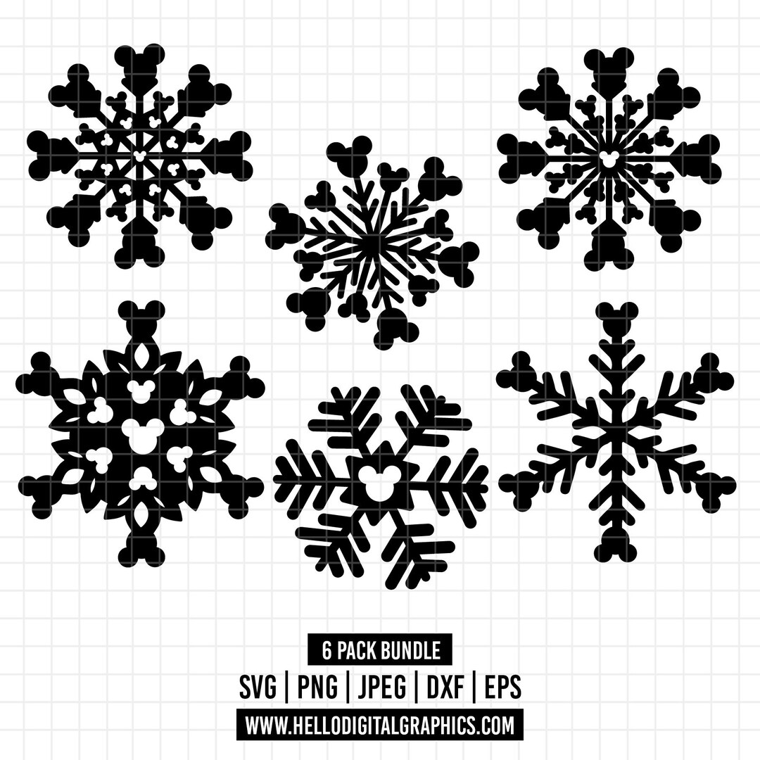 Disney Snowflake Vector 1578 - Disneyy Snowflake Pack Bundle SVG, EPS, PNG - Snowflake Disneey ...