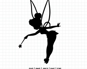 1715 - Little Tinkerbell SVG, EPS, PNG - Magic Tinkerbell outline clipart vector. Disneey Tinkerbell svg. The magic of Tinkerbell.