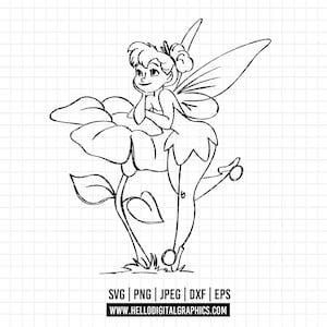 3431 - Tinkerbell SVG, EPS, PNG - Disneey tinkerbell clipart vector svg. The magic of tinker bell Disney svg. Little tinkerbell dtf/ outline
