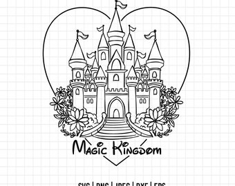 1709 - Castle Magic kingdom SVG, EPS, PNG - Disneey Castle outline clipart vector/ Dissneey castle line art svg. Magic princess castle.