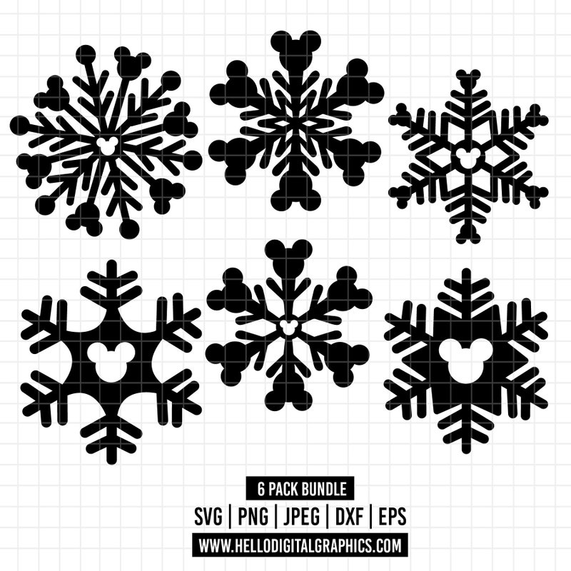 Mickey Snowflakes Clipart Etsy