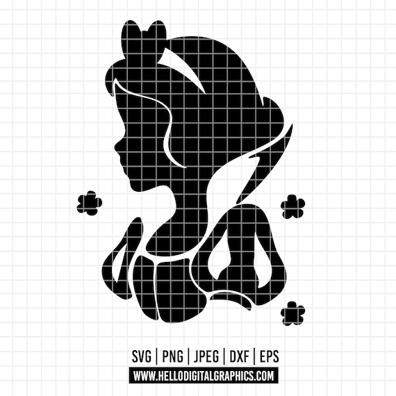 2716 - 白雪姫の影 SVG PNG EPS - ディズニー 白雪姫のシルエット クリップアート ベクター 白雪姫 dtf ディズニー プリンセスとお化けのリンゴ svg - 日本