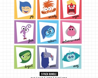 1538 - Characters of inside out 2 pack bundle SVG, EPS, PNG - Disneey inside out 2 Clipart Vector svg, new emotions, friends, anxiety, joy.