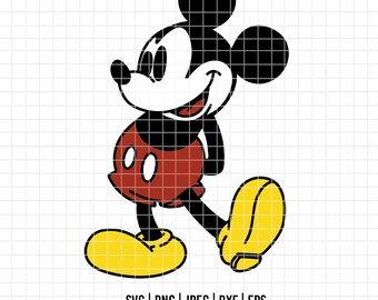 ミッキーマウスの悲しいSVG | クラシックカートンポーズカットファイル