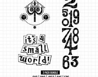 1705 - it&#39;s a small world disneeyy pack bundle SVG, EPS, PNG - Disneeyy-Inspired &#39;It&#39;s a small world&#39; numbers and quotes set clipart vector.