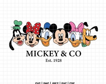 1583 - Disneyy Mouse and company Est. 1928 SVG, EPS, PNG - Magical characters of magic kingdom trips Clipart Vector.Classics of Orlando svg.