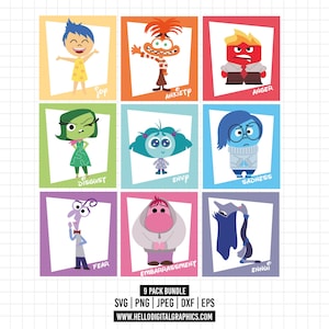 1539 - Paquete de 2 emociones de Inside Out SVG, EPS, PNG - Emociones de Disney, Inside Out 2 Clipart Vector svg, nuevos personajes, alegría, ira