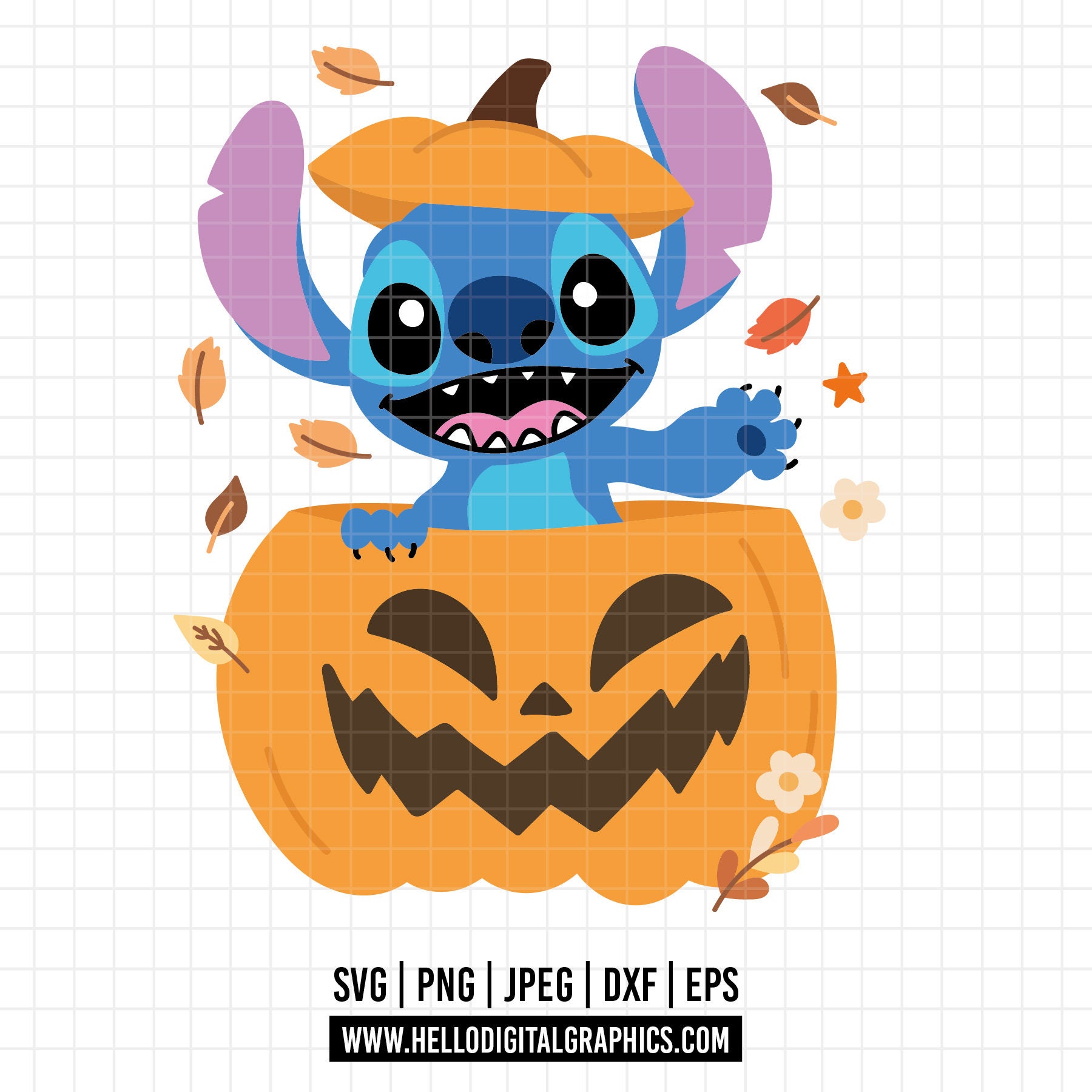 1573 - ディズニー スティッチ ハロウィン フルカラー SVG、EPS、PNG