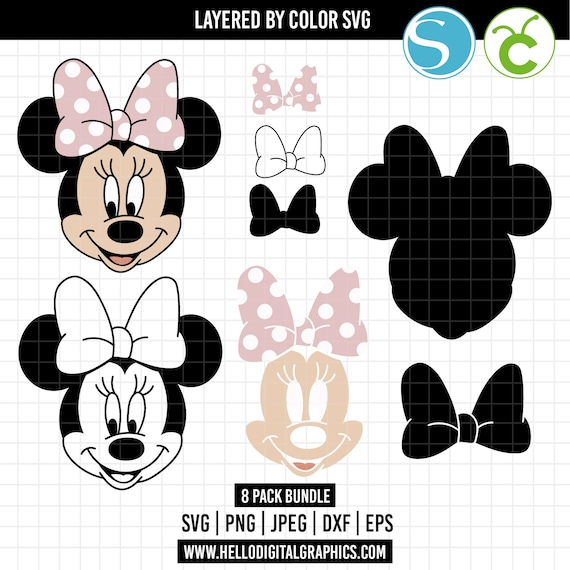 1642 - Layered SVG, Minniee Mouse svg, minnie mouse clipart, minniee mousee layered by color svg, sillhouette dxf, minniie mouse vector file