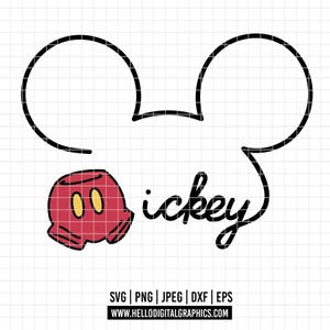 3120 - Mickey Mouse, la souris la plus aimée au monde de Disney SVG, EPS, PNG - Le dessin au trait / vecteur clipart de souris populaire.