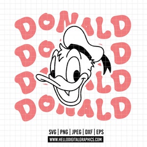 1625 - The word of Donald SVG, EPS, PNG - Disney Charaktere des Magic Kingdom Clipart Vektors. Donald und sein Name in Farbe