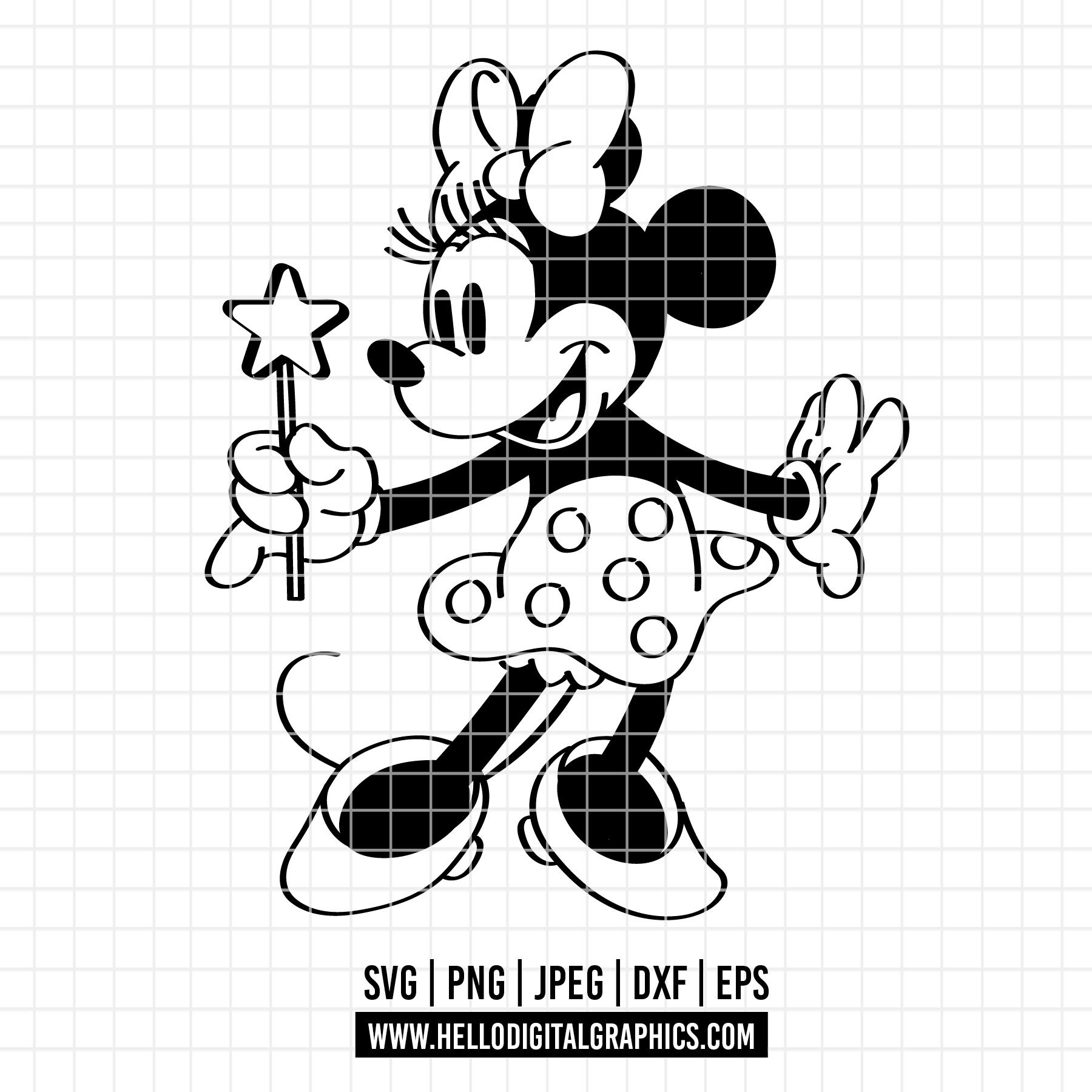 1733 - クラシックなミニー（SVG、EPS、PNG） - マジックキングダムの