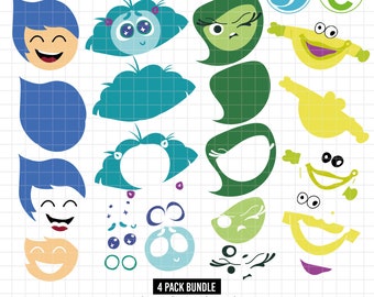 1645 - Layered SVG, Inside out 2 svg, inside out clipart, joy svg, disgust svg, envy svg, bloofy svg, layered by color, silhouette, cricut