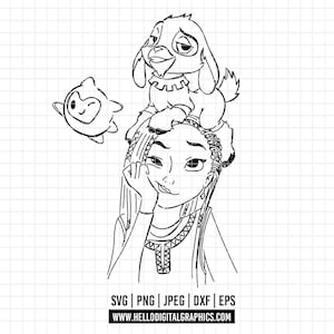1881 - Asha & Valentino, Wish disneey SVG, DTF, PNG - clipartvector Disneyy wish-personages. Disney Princess Asha dtf. Wensster-svg