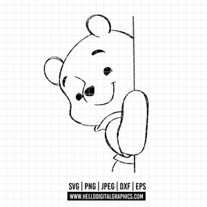 1985 - Winnie the pooh SVG, PNG, EPS - Winnie the pooh line art/ Outline clipart vector. Winnie pooh and his adventures svg.