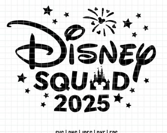 1805 - Magical Disneey Squad 2025 SVG, EPS, PNG - Disneey family vacation outline clipart vector. Magical Disneey trip line art. New year.