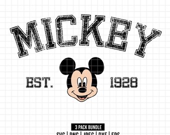 1603 - Disneey Eternal Mickeey pack bundle SVG, EPS, PNG - Mickeey Est. 1928 Clipart Vector. Eternal Mouse in difefferent formats clipart.