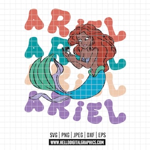 2267 - Nueva princesa Ariel, La sirenita en color SVG, PNG, EPS-Disneyy Princess Ariel para sello clipart vector. La sirenita dtf clipart