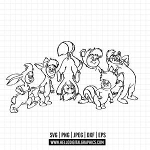 3273 - garotos perdidos, Peter Pan SVG, PNG, EPS - clipart de personagens de Peter Pan. Rufio, Thud Butt, Pockets, Ace, Don't Ask, Too Small, Latchboy svg.