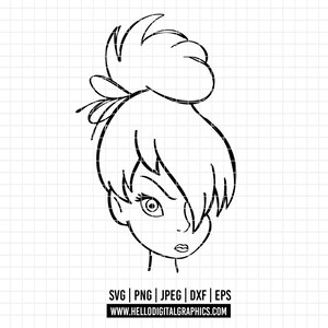 2771 - Tinkerbell outline SVG, EPS, PNG - Disneey tinker bell clipart vector. the magic of tinker bell Disney svg. Tinkerbell liner art dtf