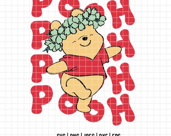 1099 - 名前入りくまのプーさん線画 SVG、Eps、Jpeg、Dxf、Png